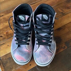 Vans High-Top Sneakers in Pink and Black Tie-Dye